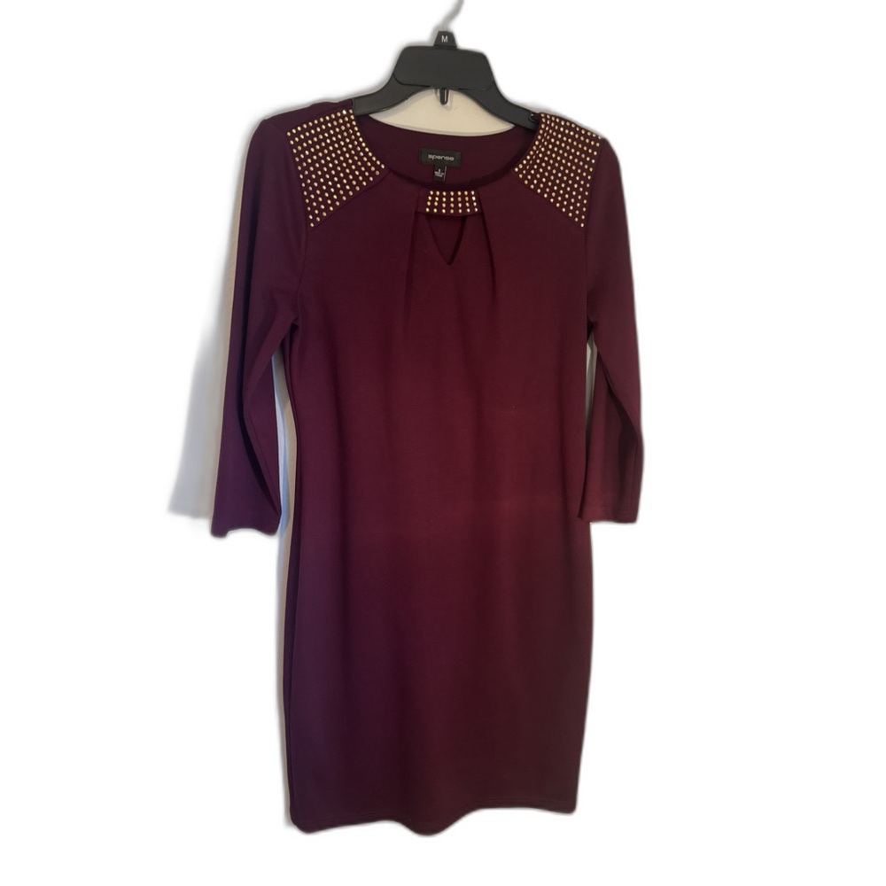 Spense Purple Dress, Women’s 3/4 Sleeve Crew Neck Knee Length Dress, Size 6